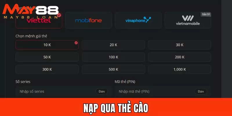 Nạp qua thẻ cào