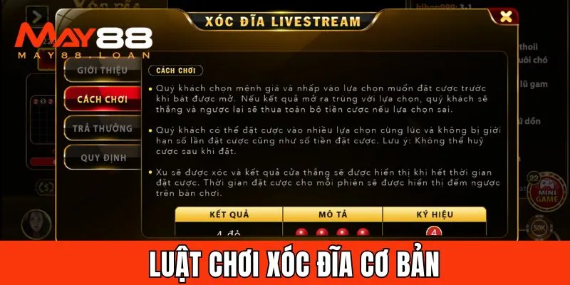 Luật chơi xóc đĩa cơ bản