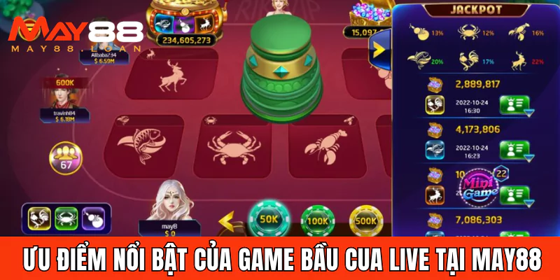 Ưu điểm nổi bật của game bầu cua live tại May88